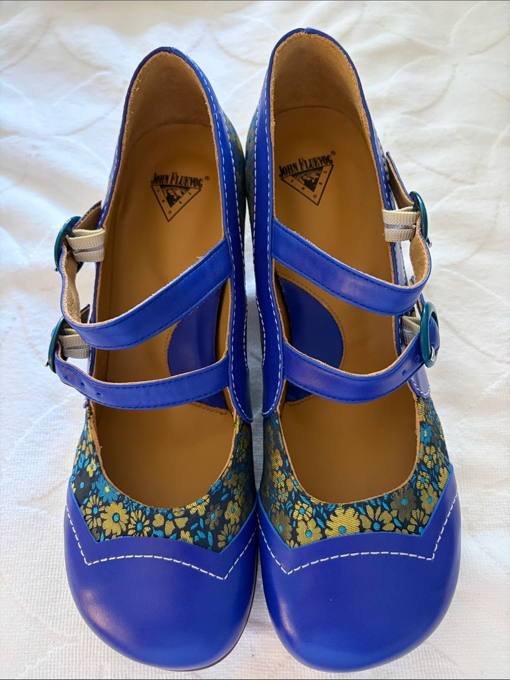 John Fluevog Operetta Marcello in Blue Floral Print